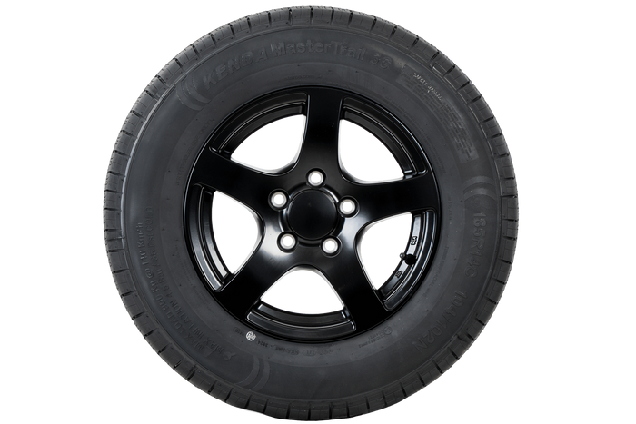 Koło wzmacniane do przyczepy OPONA KENDA 185/80 R14C 104/102N FELGA ALU STARCO czarna 5.5Jx14"H2 5x112 ET:30
