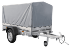 Przyczepka samochodowa 200x106 UNITRAILER GARDEN 200 KIPP ze stelażem H-800 i plandeką szarą