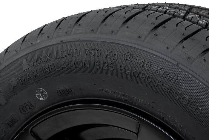 Koło wzmacniane do przyczepy OPONA KENDA 195/55 R10C 98/96N FELGA ALU STARCO czarna 6Jx10"H2 5x112 ET:-4
