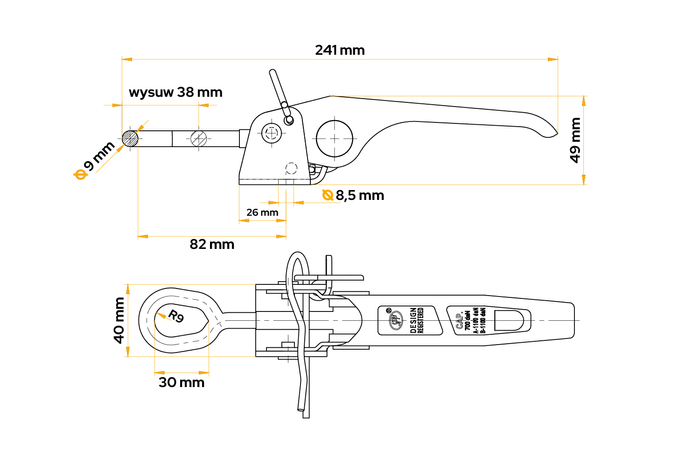Zaczep burtowy STEELPRESS ZB-03 zamknięcie mimośrodowe burty przyczepy