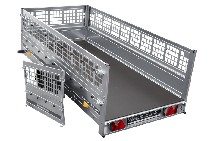 Przyczepka jednoosiowa 264x125 UNITRAILER GARDEN 264 KIPP z burtami siatkowymi