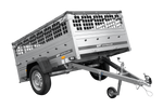 Przyczepka samochodowa 200x125 UNITRAILER GARDEN 201 KIPP z burtami siatkowymi, stelażem H-0 i pokrowcem szarym