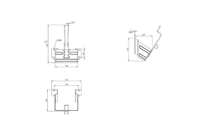 Klin pod koła G46 z uchwytem do mocowania LOKHEN h: 190mm