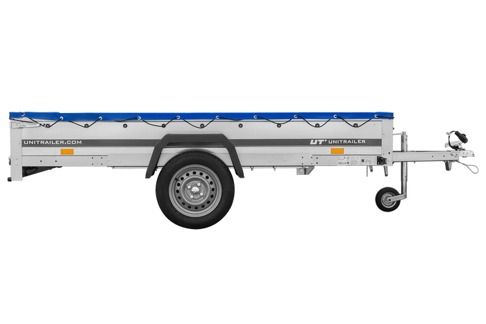 Przyczepka jednoosiowa 264x125 UNITRAILER GARDEN 264 KIPP z plandeką niebieską