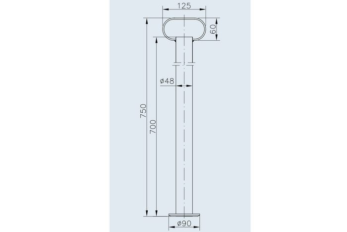 Podpora stała WINTERHOFF RSR48-700 do przyczepy lawety 150kg 48mm 700mm