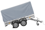 Przyczepka dwuosiowa 264x150 UNITRAILER GARDEN 265/2 KIPP ze stelażem H-1100 i pokrowcem szarym