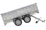 Przyczepka dwuosiowa 264x125 UNITRAILER GARDEN 264/2 KIPP z burtami BIS, stelażem H-0 i pokrowcem szarym