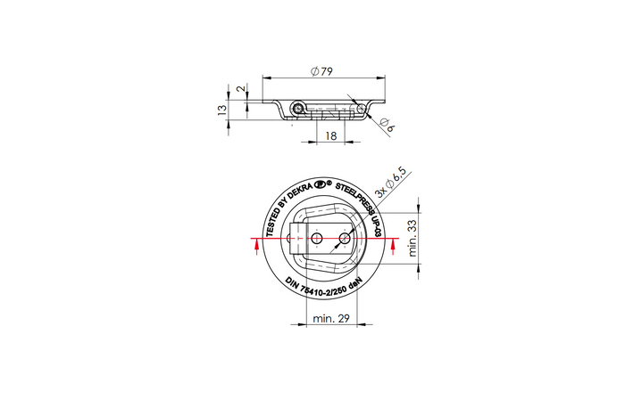 Uchwyt podłogowy wpuszczany STEELPRESS UP-03 zaczep mocowanie ładunku przyczepy