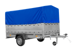 Przyczepka jednoosiowa 264x150 UNITRAILER GARDEN 265 KIPP z burtami BIS, stelażem H-800 i pokrowcem niebieskim