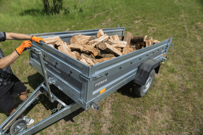 Podnośnik korbowy z uchwytami UNITRAILER do kiprowania rozładunku przyczepy lawety 1000kg 500-865mm