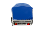 Przyczepka dwuosiowa 264x125 UNITRAILER GARDEN 264/2 KIPP ze stelażem H-800 i pokrowcem niebieskim
